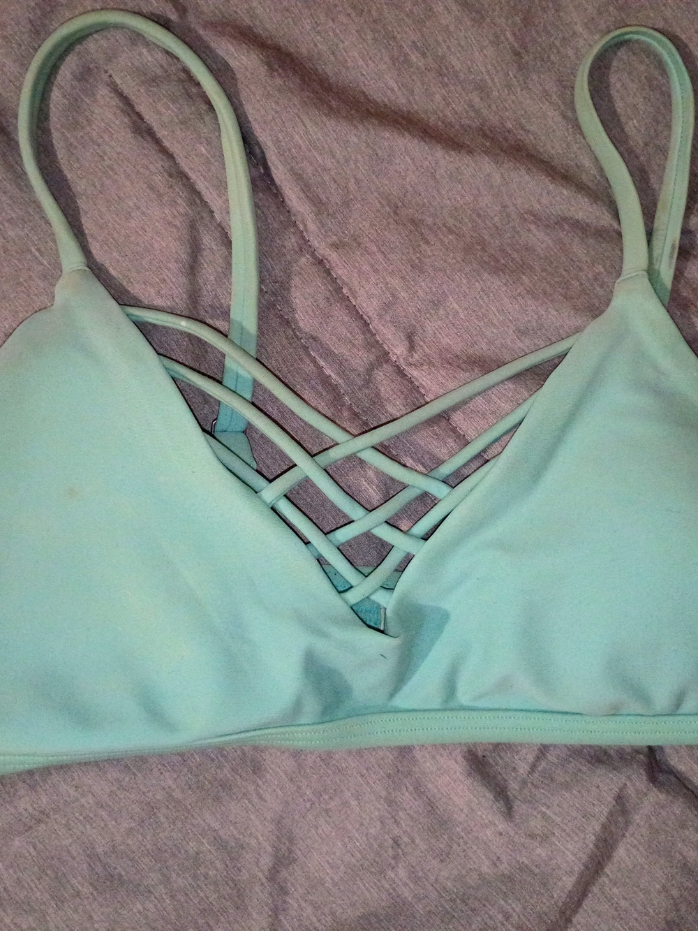 Hollister Mint Lattice Strappy Bikini Top